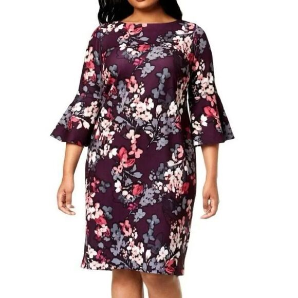 Calvin Klein Velvet Floral Dress Size 4 - Picture 1 of 13